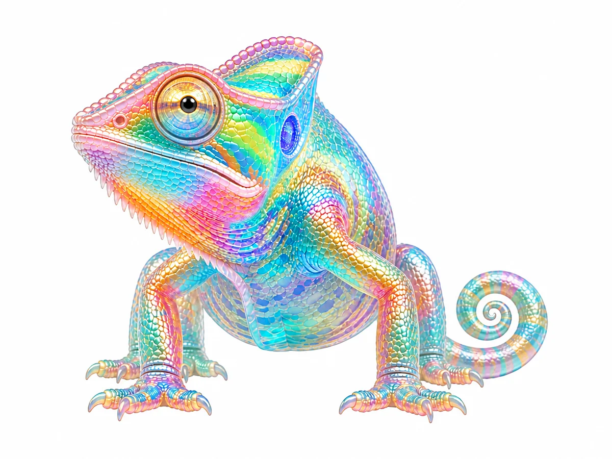 Iridescent chameleon brand portrait